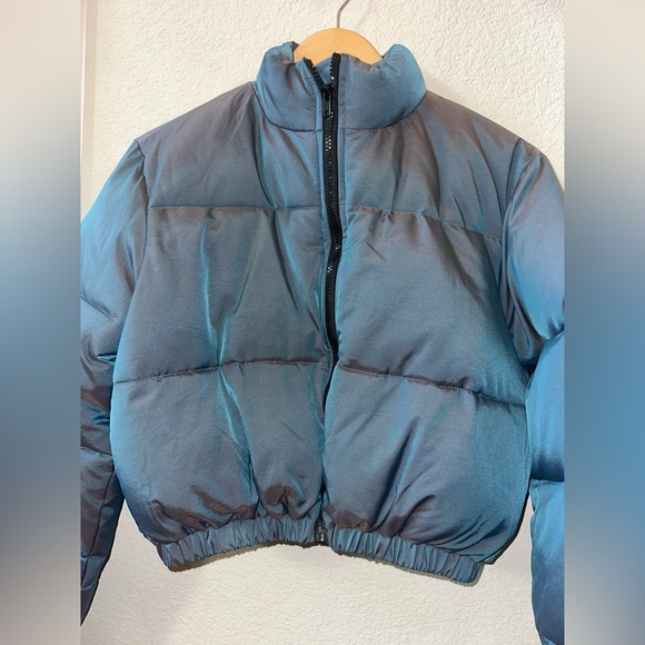 12th Tribe Iridescent Crop Puffer Jacket, size Small - Picture 5 of 8